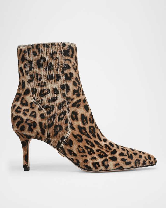 Leopard-Print Pony Hair Chelsea Ankle Booties